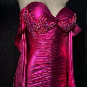 Metallic Pink Strapless Mini Dress